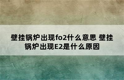 壁挂锅炉出现fo2什么意思 壁挂锅炉出现E2是什么原因